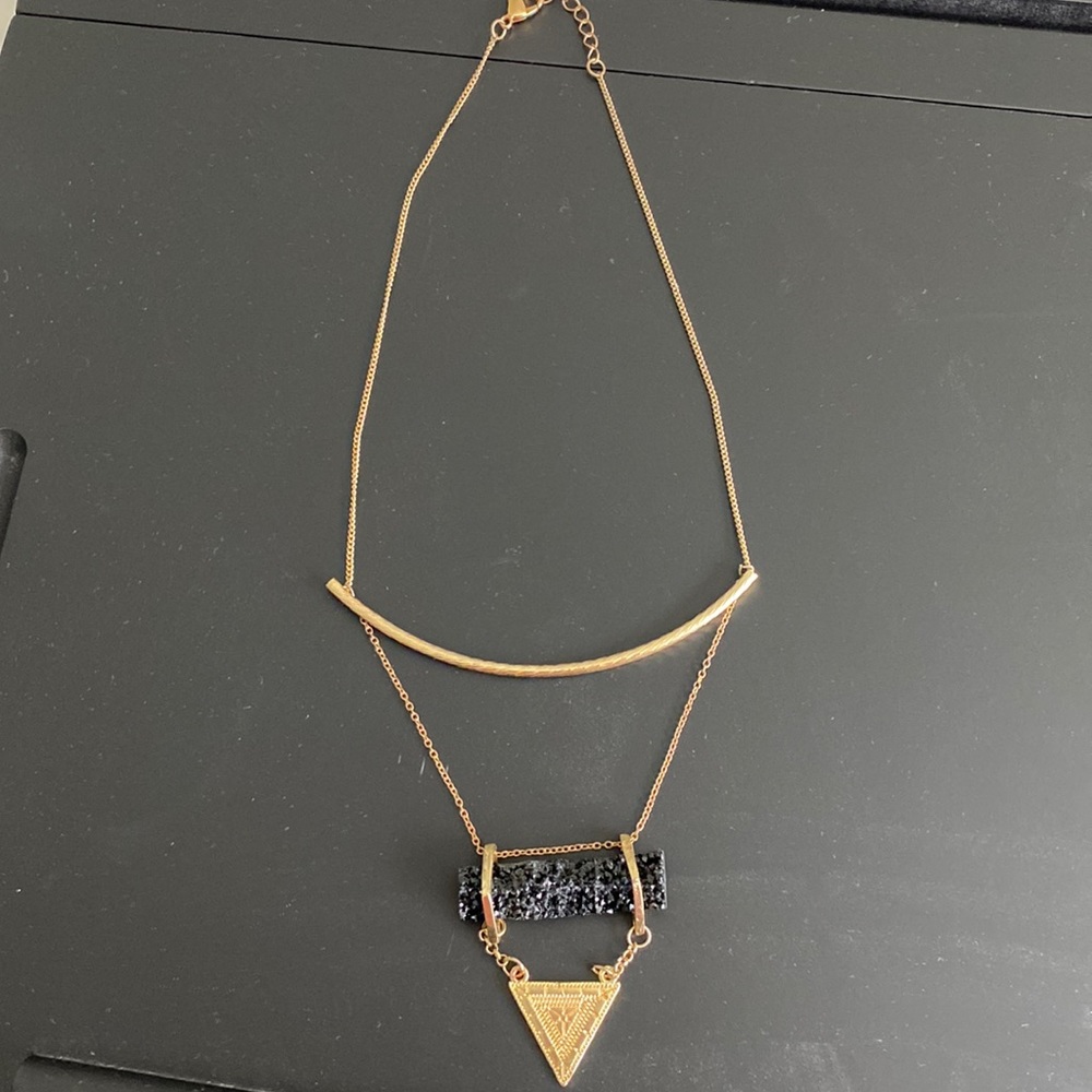 Gold and Black Crystal Necklace